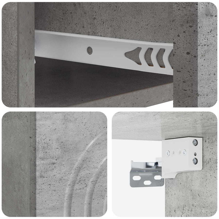 Wandbeugel Bedkast Betongrijs 33 x 34,5 x 20 cm Bewerkt hout