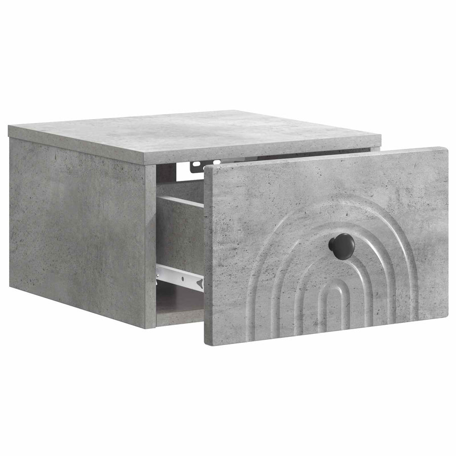 Wandbeugel Bedkast Betongrijs 33 x 34,5 x 20 cm Bewerkt hout