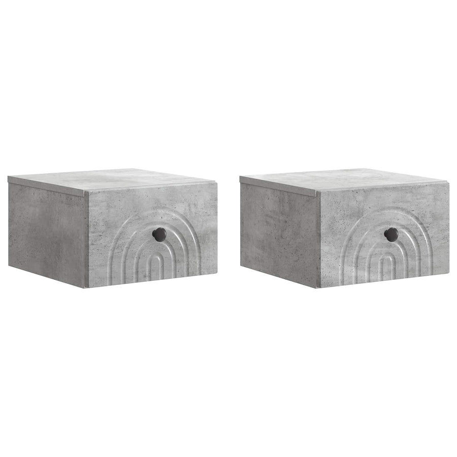 Wandbeugel Bedkast met lade 2 pcs Betongrijs 33 x 34,5 x 20 cm