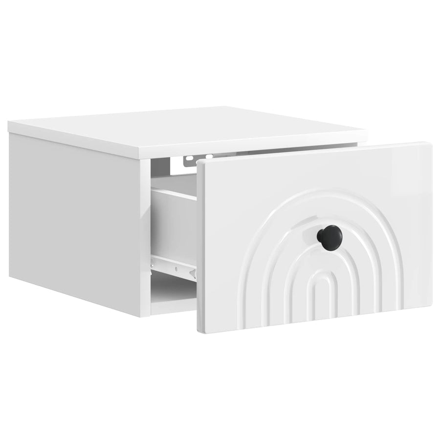 Wandbeugel Bedkast Hoogglans Wit 33 x 34,5 x 20 cm Bewerkt hout