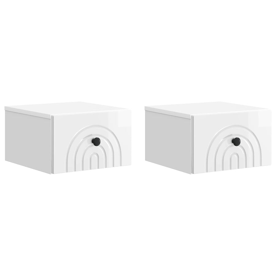 Wandbeugel Bedkast 2 pcs Hoogglans Wit 33 x 34,5 x 20 cm