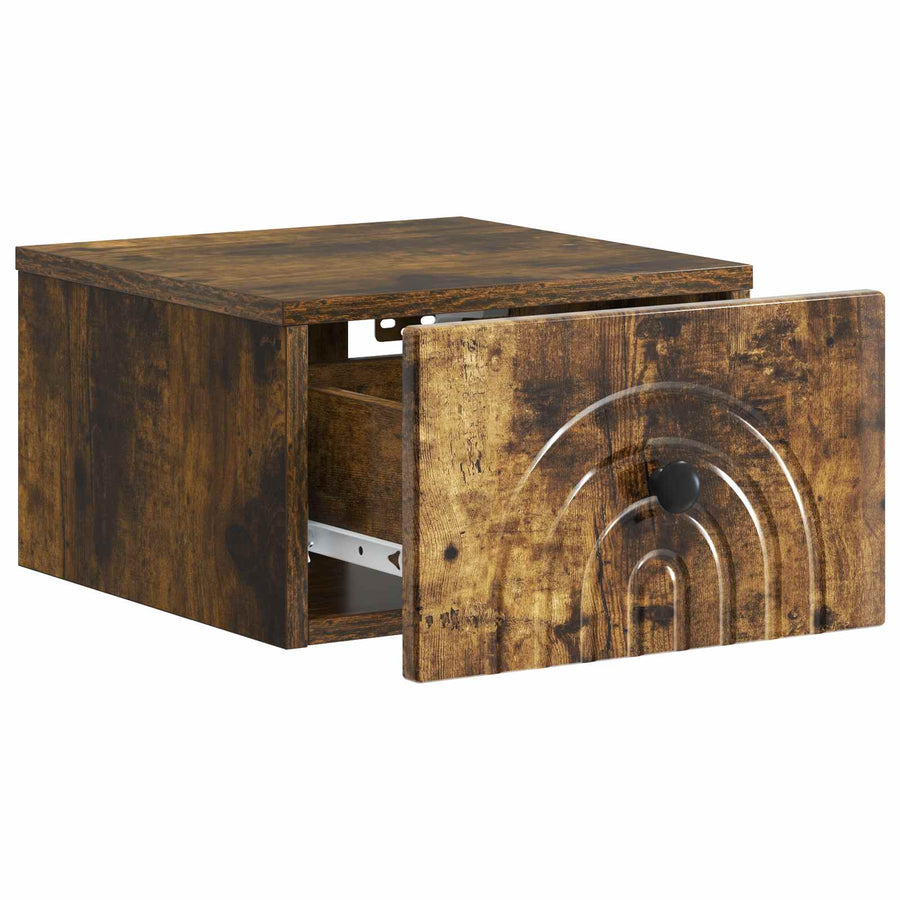 Wandbeugel Bedkast Gerookt eiken 33 x 34,5 x 20 cm Bewerkt hout