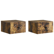 Nachtkastje 33x34.5x20 cm bewerkt hout gerookt eiken