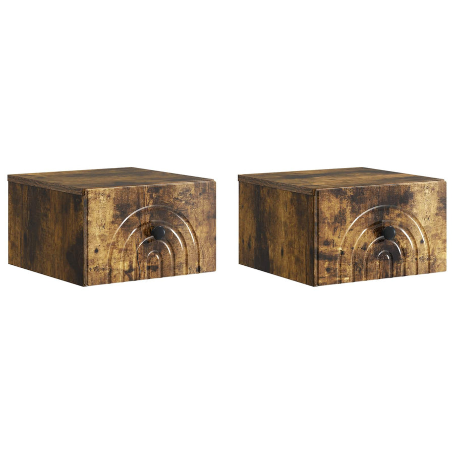 Wandbeugel Bedkast 2 pcs Gerookt eiken 33 x 34,5 x 20 cm