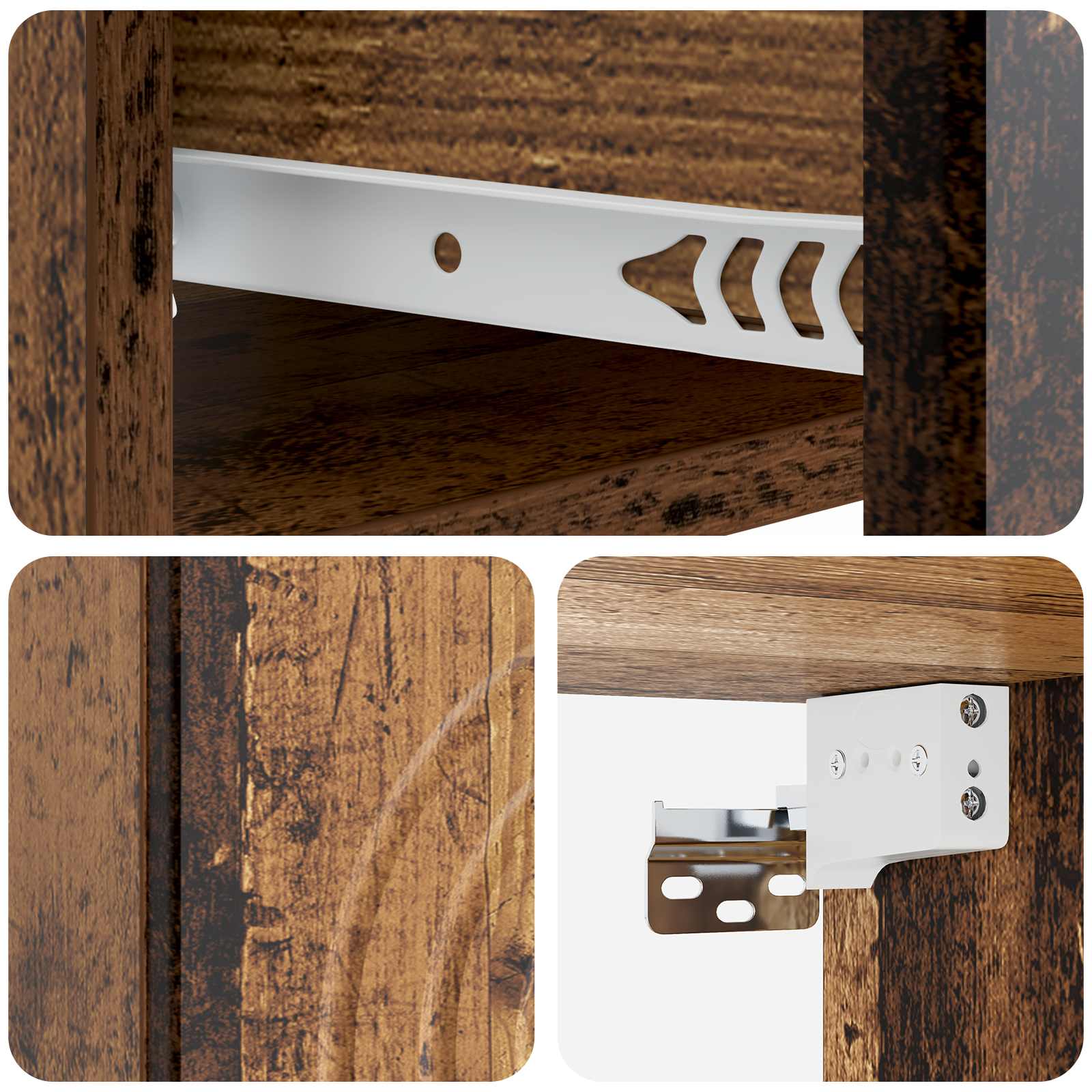 Wandbeugel Bedkast Oud hout 33 x 34,5 x 20 cm Bewerkt hout