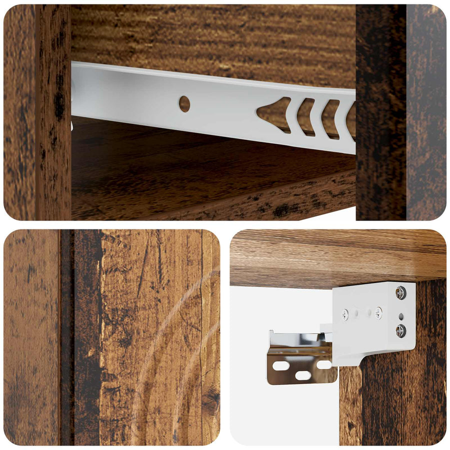 Wandbeugel Bedkast met lade 2 pcs Oud hout 33 x 34,5 x 20 cm