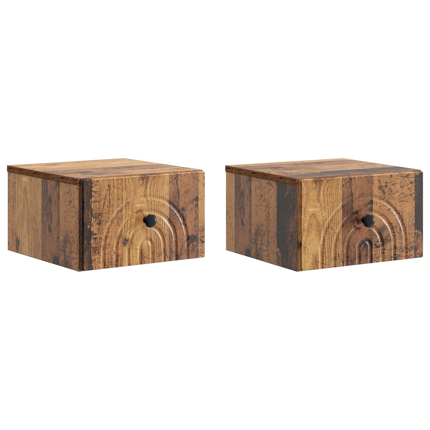 Wandbeugel Bedkast met lade 2 pcs Oud hout 33 x 34,5 x 20 cm