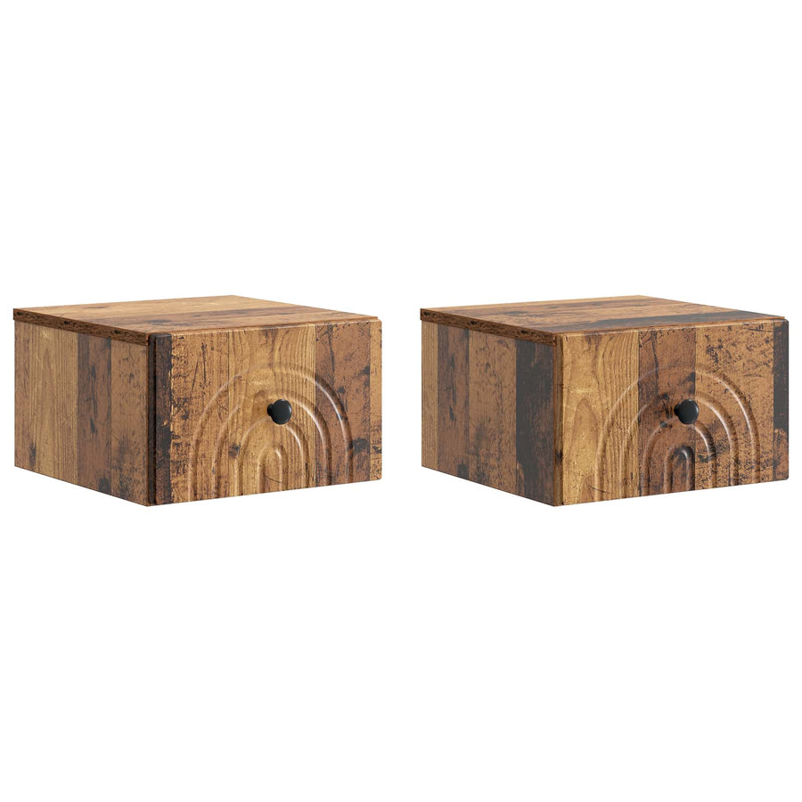 Wandbeugel Bedkast met lade 2 pcs Oud hout 33 x 34,5 x 20 cm