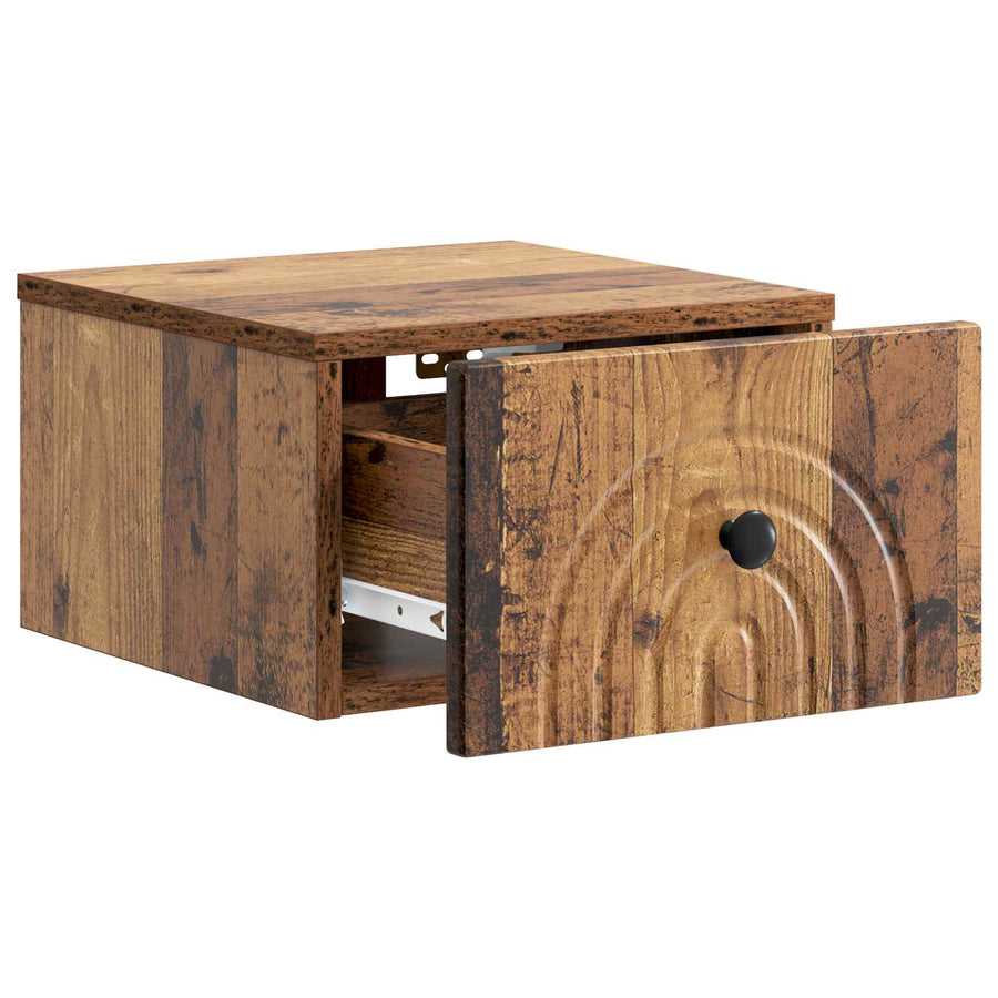 Wandbeugel Bedkast met lade 2 pcs Oud hout 33 x 34,5 x 20 cm