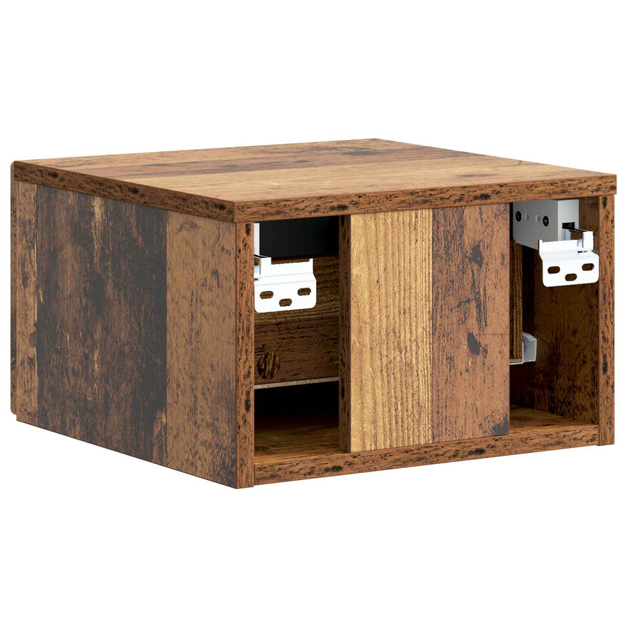 Wandbeugel Bedkast met lade 2 pcs Oud hout 33 x 34,5 x 20 cm