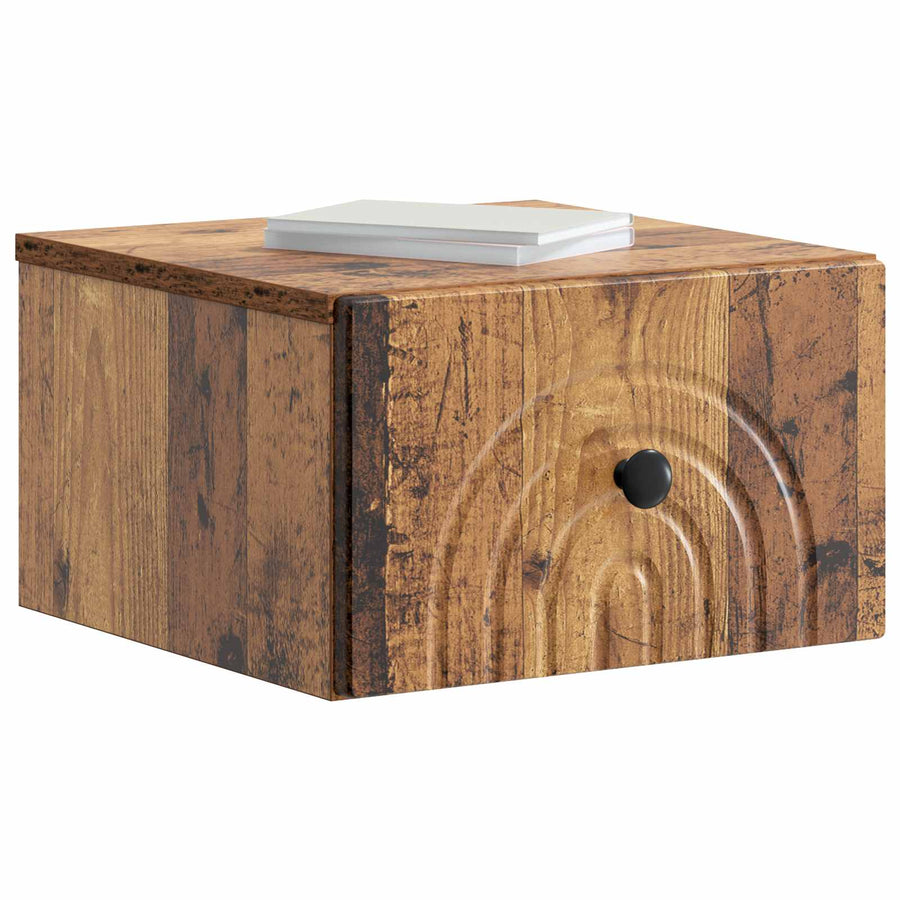 Wandbeugel Bedkast met lade 2 pcs Oud hout 33 x 34,5 x 20 cm