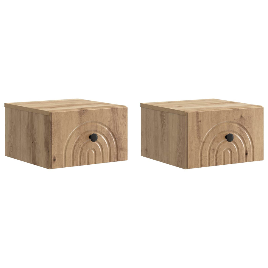 Wandbeugel Bedkast 2 pcs Artisanaal eiken 33 x 34,5 x 20 cm