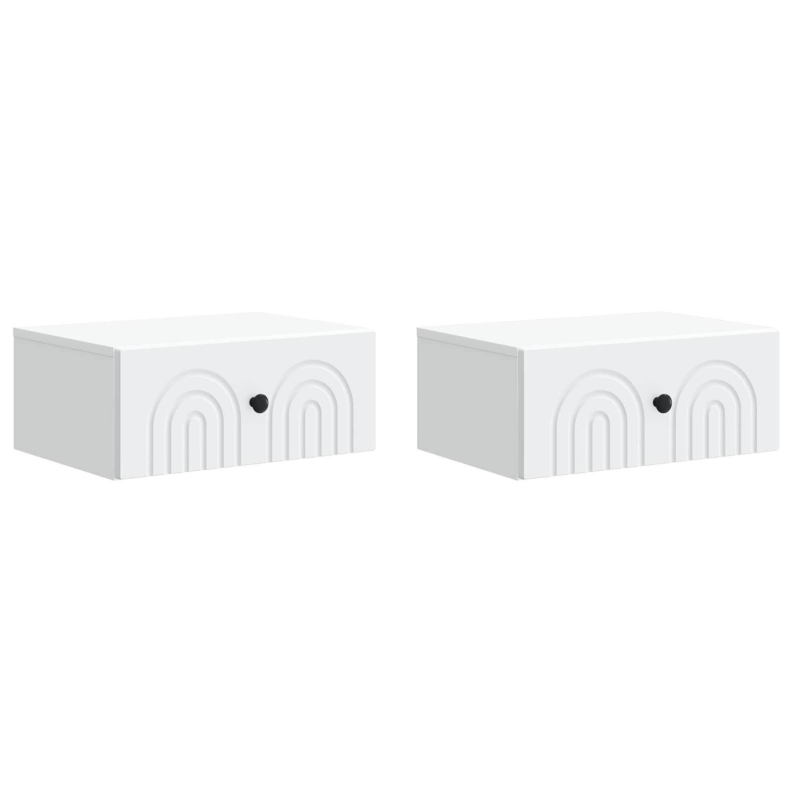 Wandbeugel Bedkast 2 pcs Wit 49 x 34,5 x 20 cm Bewerkt hout