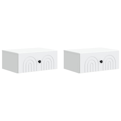 Wandbeugel Bedkast 2 pcs Wit 49 x 34,5 x 20 cm Bewerkt hout