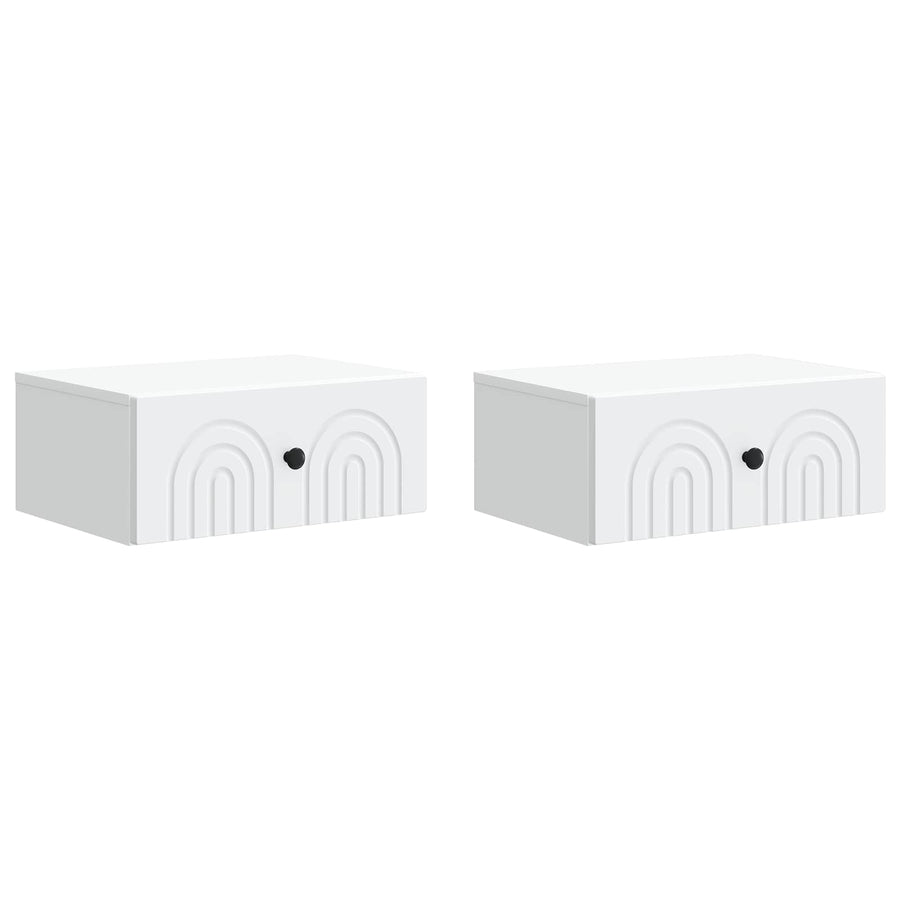 Wandbeugel Bedkast 2 pcs Wit 49 x 34,5 x 20 cm Bewerkt hout