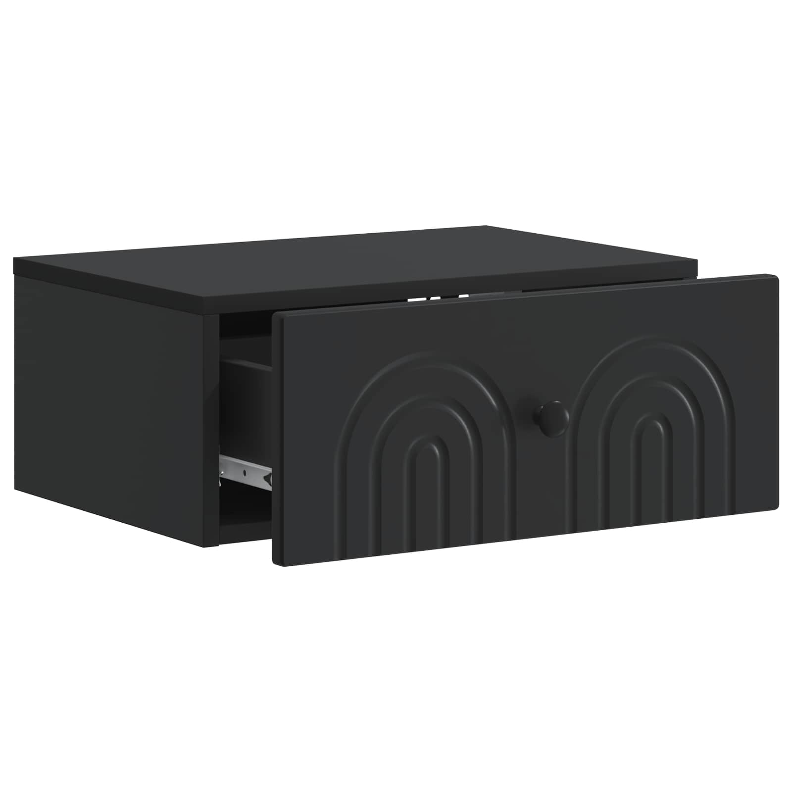 Wandbeugel Bedkast Zwart 49 x 34,5 x 20 cm Bewerkt hout