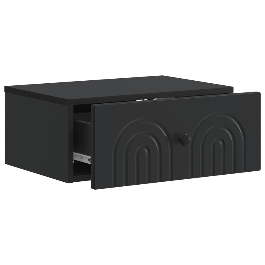 Wandbeugel Bedkast Zwart 49 x 34,5 x 20 cm Bewerkt hout