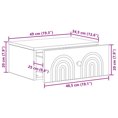 Wandbeugel Bedkast Zwart 49 x 34,5 x 20 cm Bewerkt hout