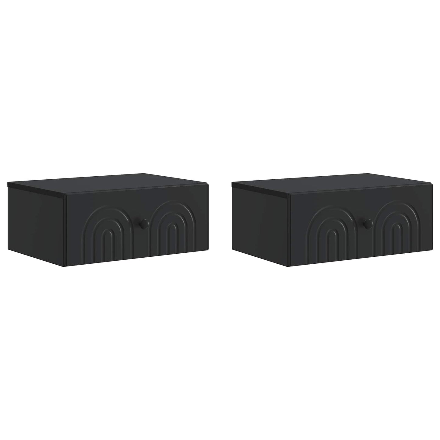 Wandbeugel Bedkast 2 pcs Zwart 49 x 34,5 x 20 cm Bewerkt hout