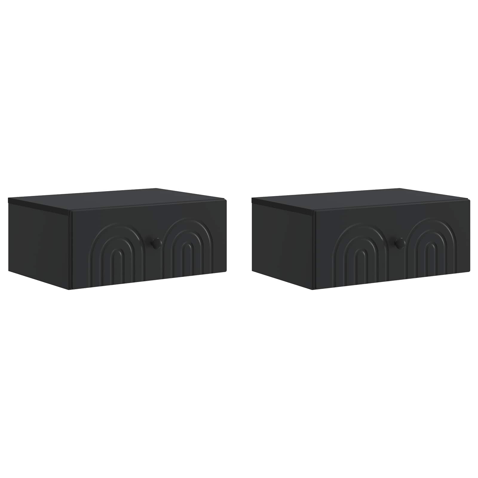 Wandbeugel Bedkast 2 pcs Zwart 49 x 34,5 x 20 cm Bewerkt hout