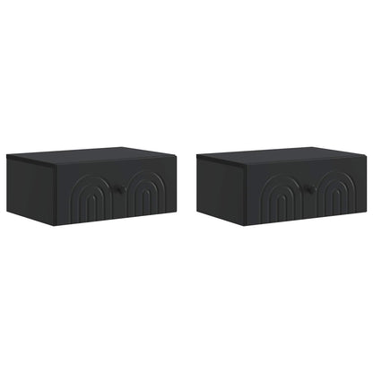 Wandbeugel Bedkast 2 pcs Zwart 49 x 34,5 x 20 cm Bewerkt hout