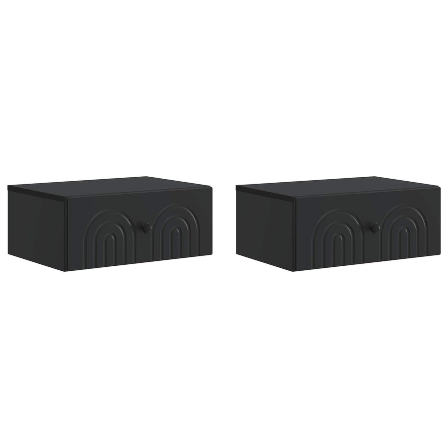 Wandbeugel Bedkast 2 pcs Zwart 49 x 34,5 x 20 cm Bewerkt hout