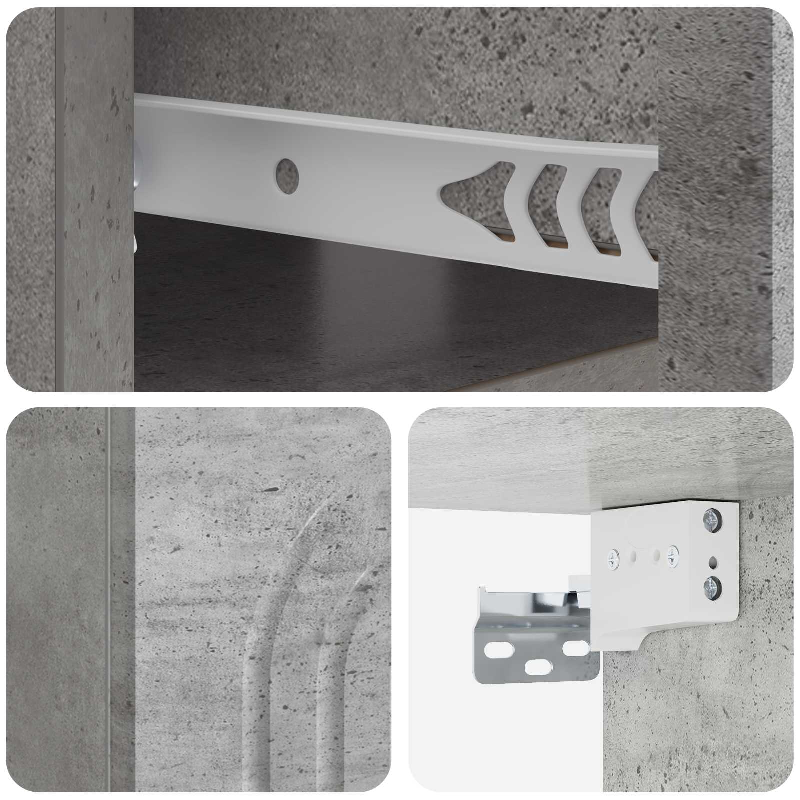 Wandbeugel Bedkast Betongrijs 49 x 34,5 x 20 cm Bewerkt hout