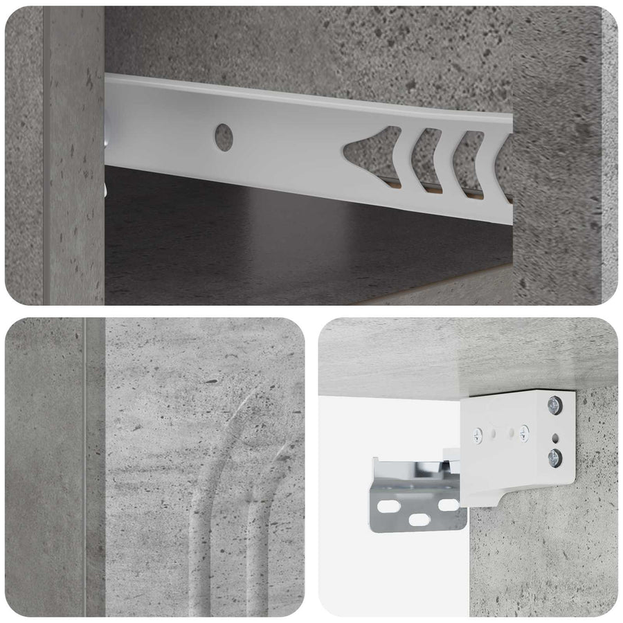 Wandbeugel Bedkast Betongrijs 49 x 34,5 x 20 cm Bewerkt hout