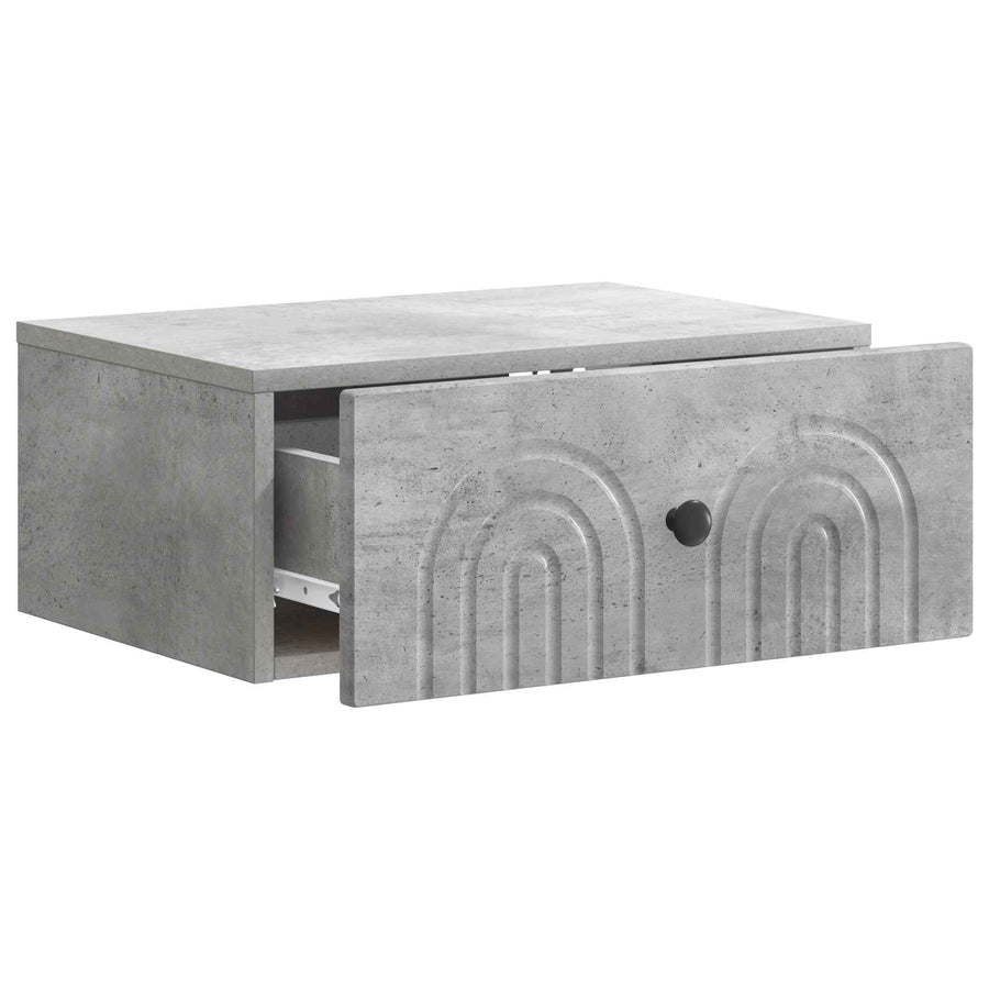 Wandbeugel Bedkast Betongrijs 49 x 34,5 x 20 cm Bewerkt hout