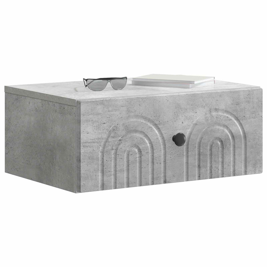 Wandbeugel Bedkast Betongrijs 49 x 34,5 x 20 cm Bewerkt hout