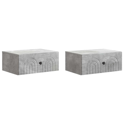 Wandbeugel Bedkast met lade 2 pcs Betongrijs 49 x 34,5 x 20 cm
