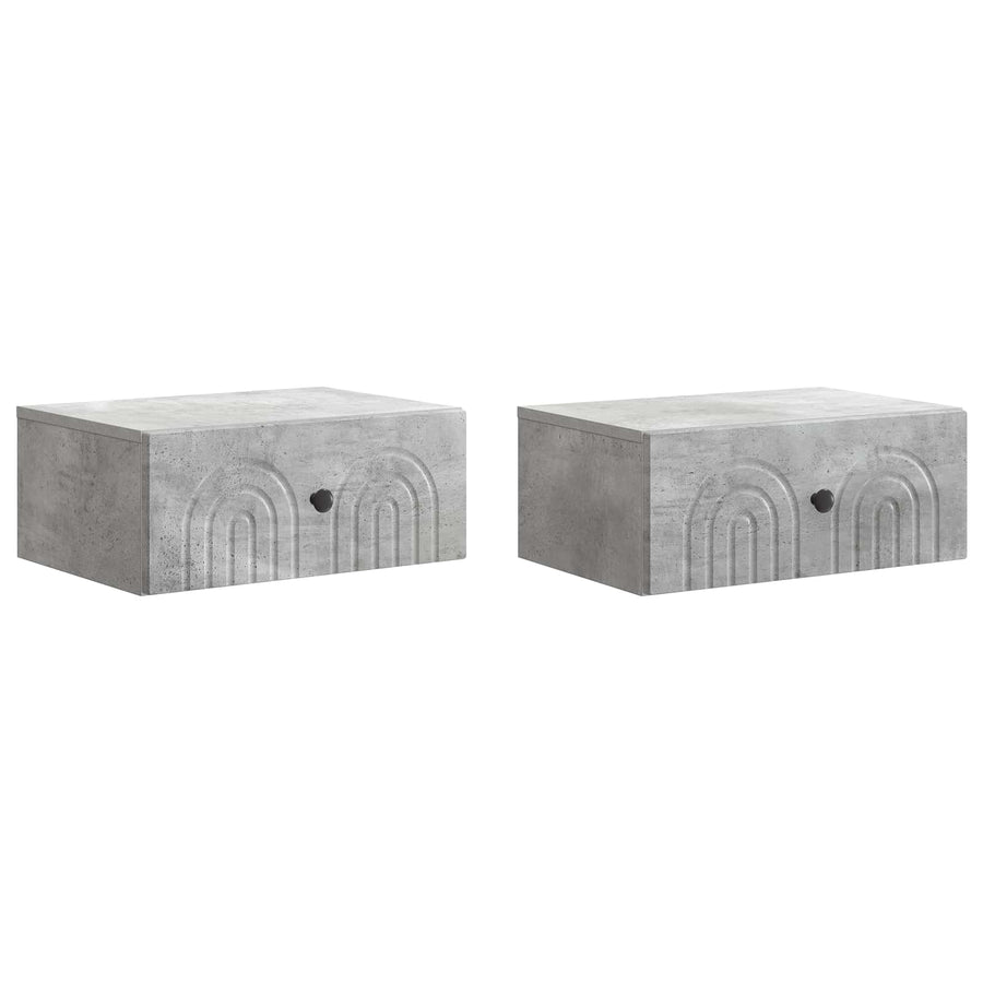Wandbeugel Bedkast met lade 2 pcs Betongrijs 49 x 34,5 x 20 cm
