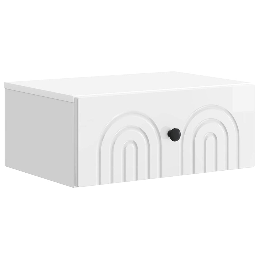 Wandbeugel Bedkast Hoogglans Wit 49 x 34,5 x 20 cm Bewerkt hout
