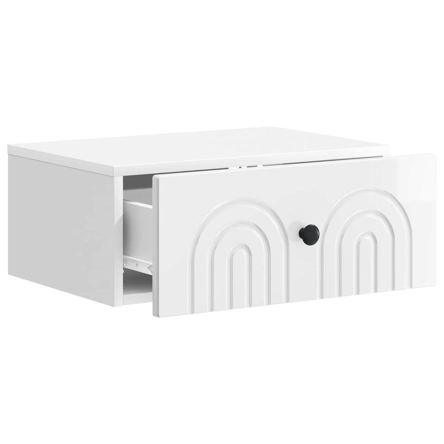 Wandbeugel Bedkast Hoogglans Wit 49 x 34,5 x 20 cm Bewerkt hout