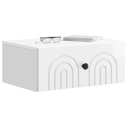 Wandbeugel Bedkast Hoogglans Wit 49 x 34,5 x 20 cm Bewerkt hout