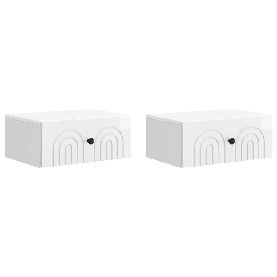 Wandbeugel Bedkast 2 pcs Hoogglans Wit 49 x 34,5 x 20 cm