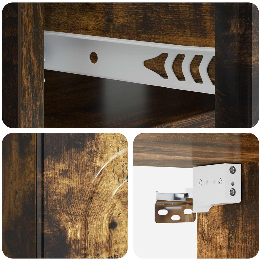 Wandbeugel Bedkast Gerookt eiken 49 x 34,5 x 20 cm Bewerkt hout