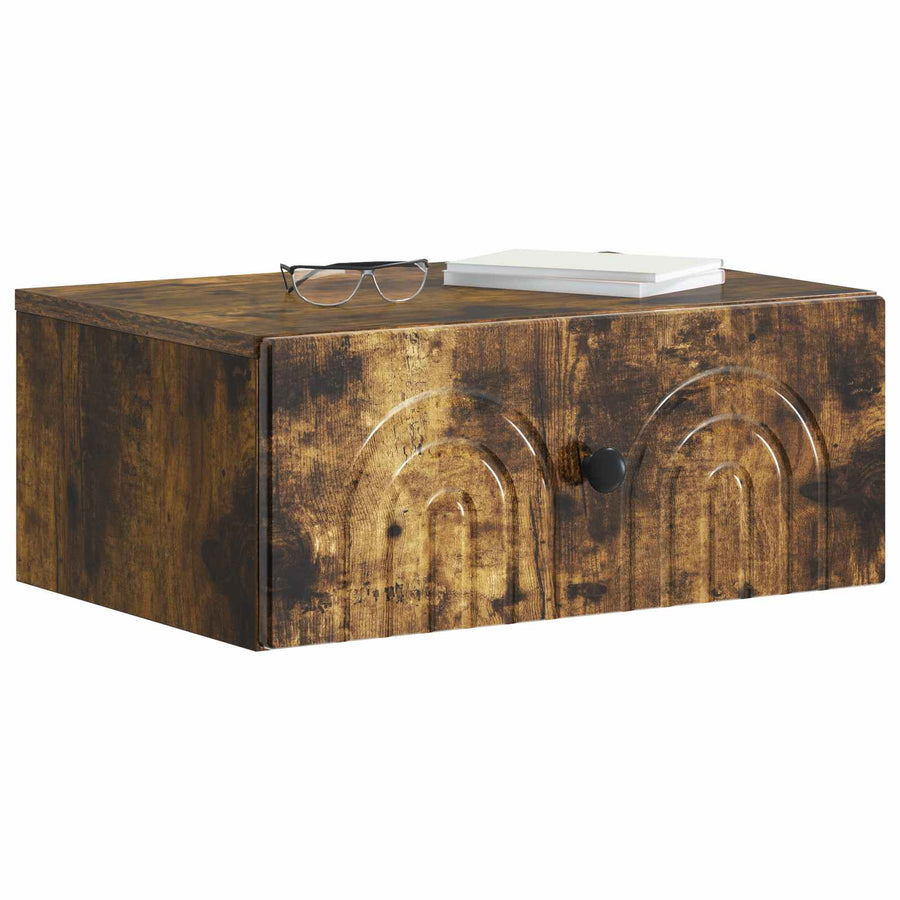 Wandbeugel Bedkast Gerookt eiken 49 x 34,5 x 20 cm Bewerkt hout