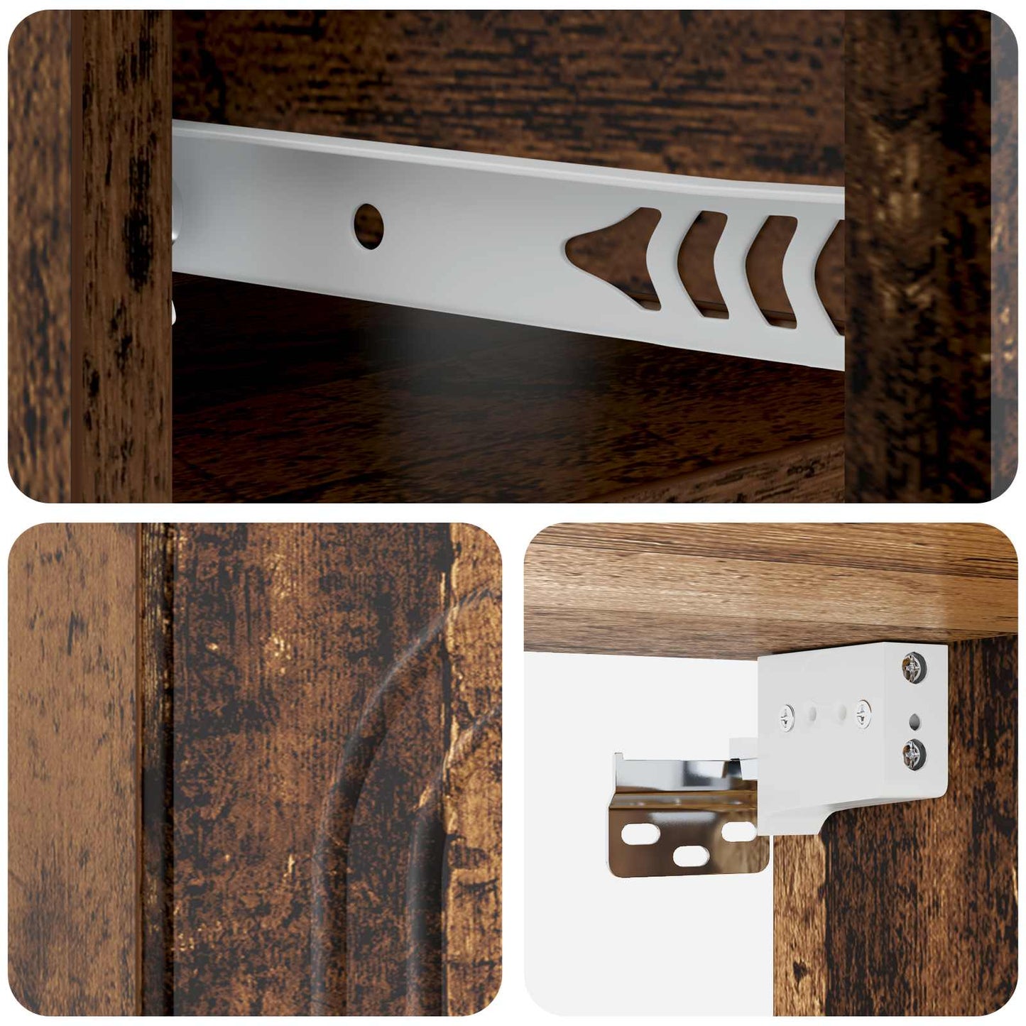 Wandbeugel Bedkast Oud hout 49 x 34,5 x 20 cm Bewerkt hout