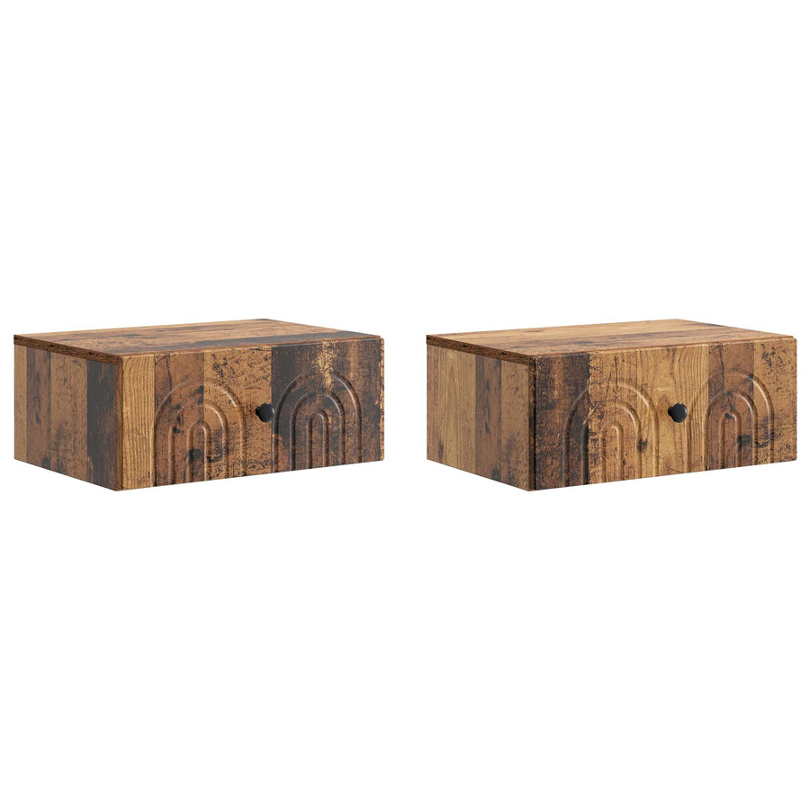 Wandbeugel Bedkast met lade 2 pcs Oud hout 49 x 34,5 x 20 cm