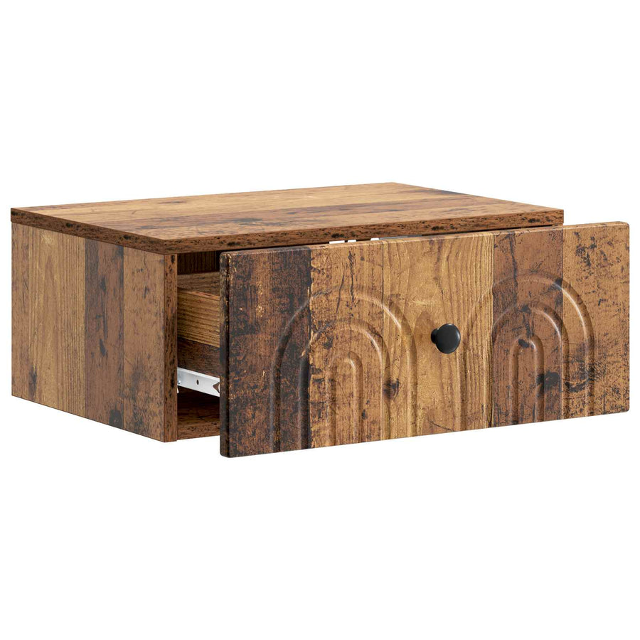 Wandbeugel Bedkast met lade 2 pcs Oud hout 49 x 34,5 x 20 cm