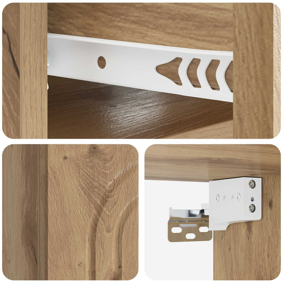 Wandbeugel Bedkast met lade Artisanaal eiken 49 x 34,5 x 20 cm