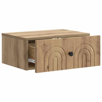 Wandbeugel Bedkast met lade Artisanaal eiken 49 x 34,5 x 20 cm