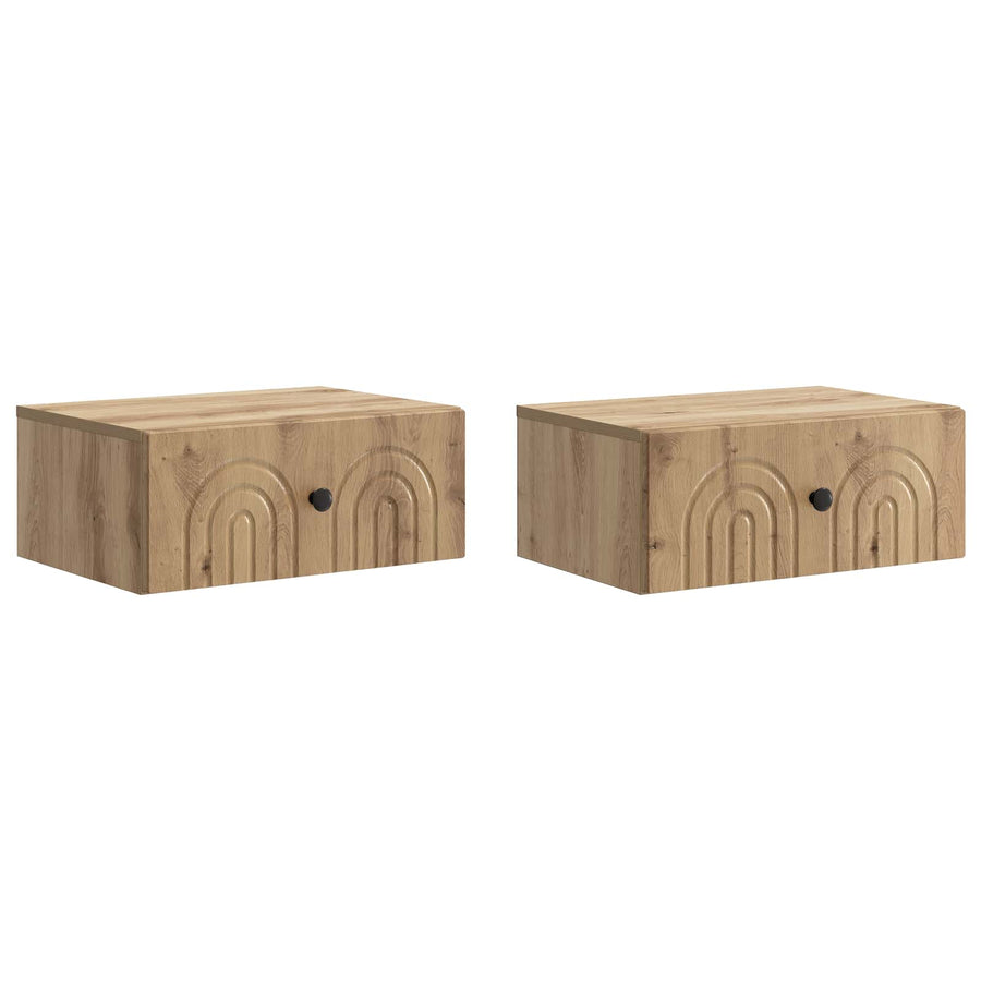 Wandbeugel Bedkast 2 pcs Artisanaal eiken 49 x 34,5 x 20 cm