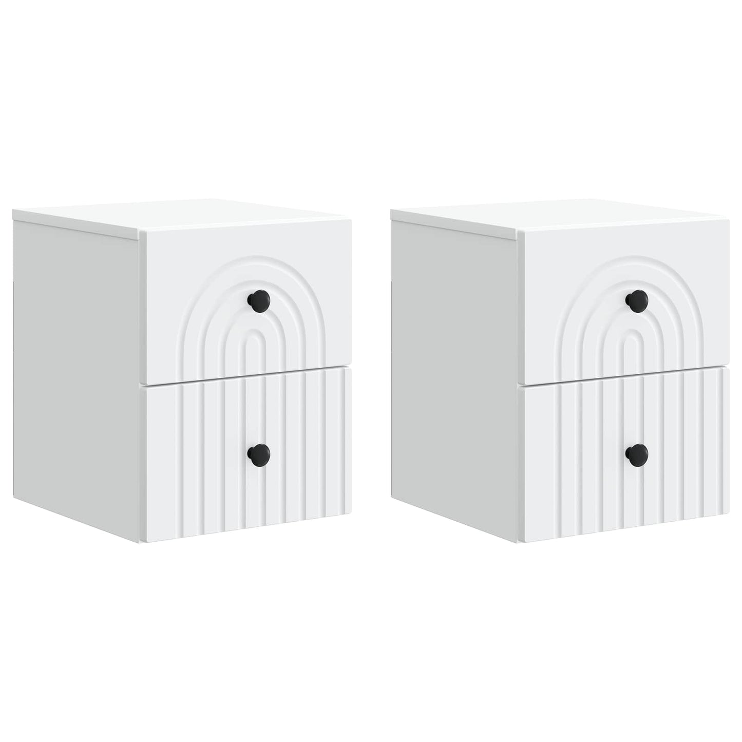 Wandbeugel Bedkast 2 pcs Wit 33 x 34,5 x 40 cm Bewerkt hout