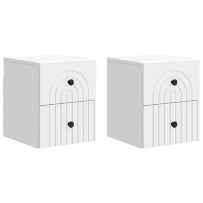 Wandbeugel Bedkast 2 pcs Wit 33 x 34,5 x 40 cm Bewerkt hout