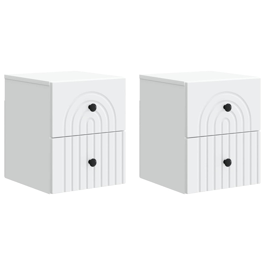 Wandbeugel Bedkast 2 pcs Wit 33 x 34,5 x 40 cm Bewerkt hout