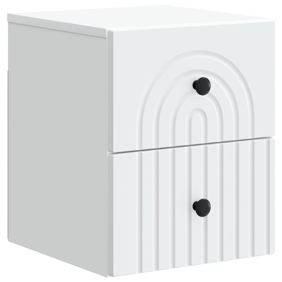 Wandbeugel Bedkast 2 pcs Wit 33 x 34,5 x 40 cm Bewerkt hout