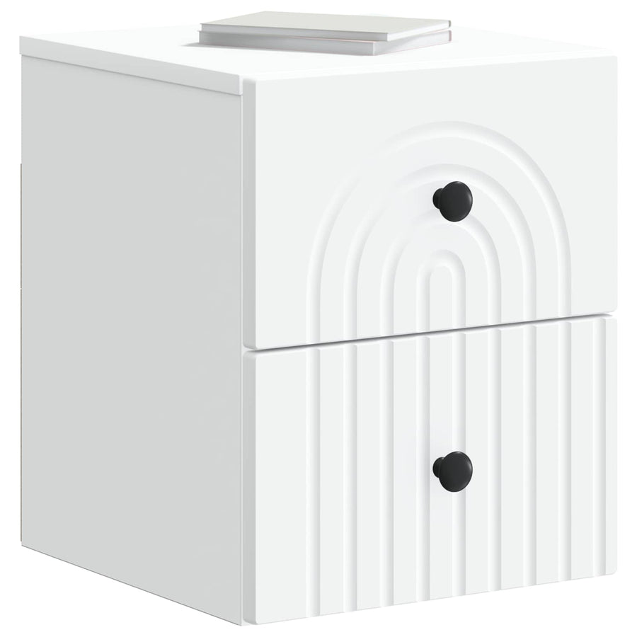 Wandbeugel Bedkast 2 pcs Wit 33 x 34,5 x 40 cm Bewerkt hout