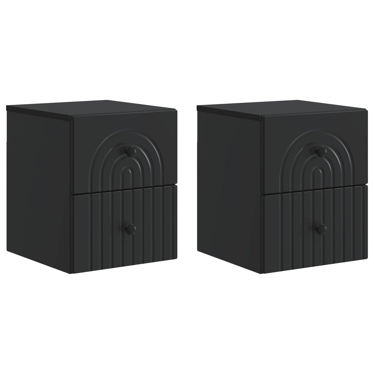 Wandbeugel Bedkast 2 pcs Zwart 33 x 34,5 x 40 cm Bewerkt hout